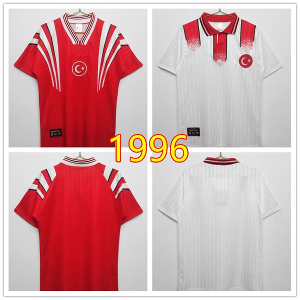 Maillot de football rétro Turkiye 1996, rouge domicile, blanc extérieur, maillot classique personnalisé