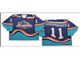 199698 Sean hockey Haggerty Darius Kasparaitis 11 Game Worn Jersey Team Letter of aangepaste naam of nummer retro Jersey2670713