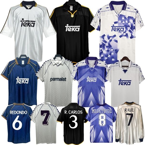 1997 1998 1999 2000 2001 RAUL REDONDO Retro Soccer Jerseys Roberto Carlos Hierro Seedorf Guti Suker Real Madrids Camisa de fútbol clásico vintage