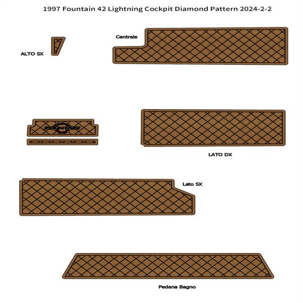 1997 Fountain 42 Lightning Cockpit Pad barco EVA espuma imitación teca alfombra suelo SeaDek MarineMat estilo Gatorstep autoadhesivo