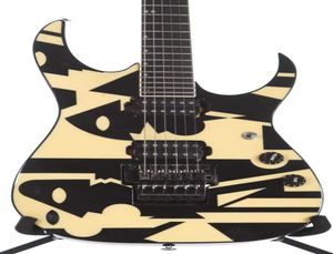 1997 JPM100 P3 John Petrucci Signature Picasso Cream Guitare électrique Floyd Rose Tremolo Verrouillage noix de noix Black Hardware1904432