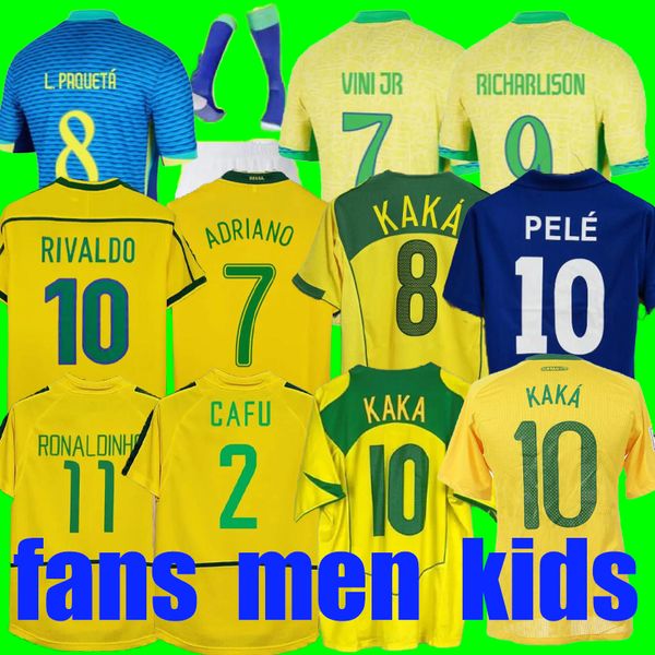 2024 1998 1970 Brésil maillots de football Pelé 2002 chemises rétro Carlos Romario Ronaldinho 2004 camisa de futebol Brésil 2006 1982 RIVALDO ADRIANO 2000 1957 2010 1997