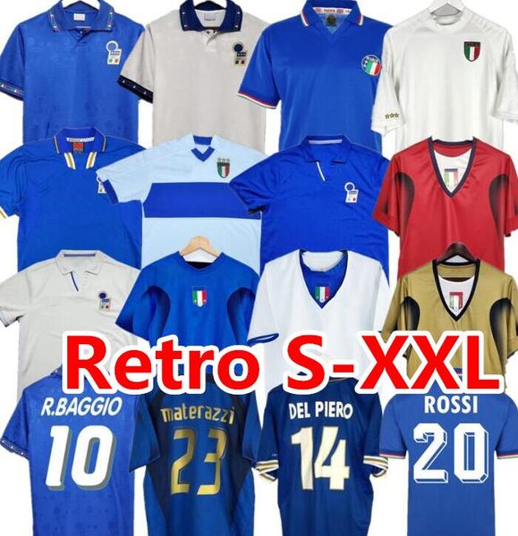 1998 1982 Maillots de football rétro 1990 1996 1994 2000 FOOTBALL Maldini Baggio ROSSI Schillaci Totti Del Piero 2006 Pirlo Inzaghi Buffon Italie Materazzi Nesta