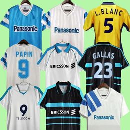 1998 1999 2000 90 91 92 93 Olympique de Marseilles Retro Soccer Jersey 98 99 L.Blanc Pires Maurice Blanc Ravanelli Gallas Classic Vintage Football Shirt