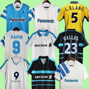 1998 1999 2000 90 91 92 93 Olympique de Marseille Retro Soccer Jersey 98 99 L.Blanc Pires Maurice Blanc Ravanelli Gallas Classic Vintage Football Shirt