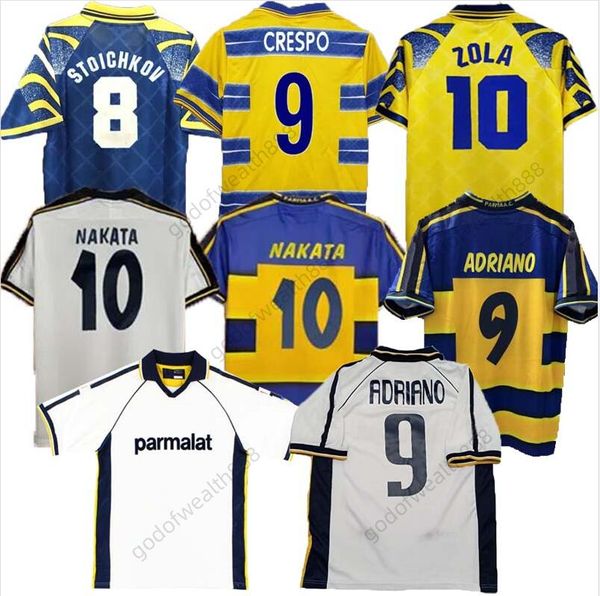 1998 1999 2000 Jerseys de football Parma Calcio Mens 93 95 97 03 04 Crespo Cannavaro Baggio Asprilla Adriano Home Yellow Blue Footbal