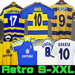 1998 1999 2000 Parma Retro Soccer Jersey Home 95 97 98 99 00 Baggio Crespo Cannavaro Football Shirt Stoichkov Thuram Futbol Camisa 01 02 03