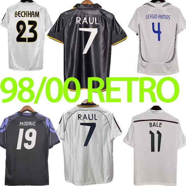 1998 1999 2000 Jersey de football rétro rétro Morientes Raul # 7 R.carlos Hierro 98 99 00 Chemise de football Vintage CLA