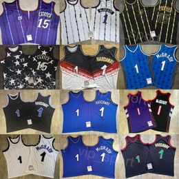 1998 1999 2000 Retro Basketball Authentique Penny Hardaway Jerseys Homme Vintage 2001 2003 Tracy McGrady 1 Vince Carter Throwback 1993 1994 1995 Chemise de broderie