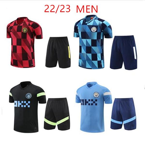 23 24 HAALAND Soccer Jersey Survêtement De Bruyne Mans Villes Grealish Soccer Jerseys Mahrez Foden 22 23 Uniformes de football Costume d'entraînement à manches courtes Sportswear