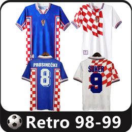 1998 1999 Suker Retro Jerseys Boban Kroatië voetballen Jerseys Vintage Classic Prosinecki voetbalshirt Soldo Stimac Tudor Mato Bajic Maillot de voet thuis weg