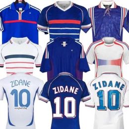 1998 2002 RETRO Français 18 maillots de football VINTAGE ZIDANE HENRY MAILLOT 1996 2004 Maillots de football chemise Trezeguet finales 2006 blanc