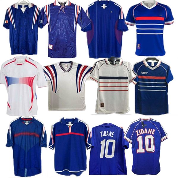 1998 2002 Retro French Soccer Jersey Vintage Zidane Henry Maillot Jerseys 1996 2004 Football Jerseys Shirt Trezguet Away Finals 2006 W 256F