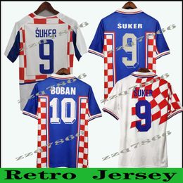 1998 2002 World Cup Retro Suker Soccer Jerseys Boban Prosinecki 98 99 02 Klassieke Vintage Home Away Blue White Bilic Modric Hrvatska Classics Football Shirt