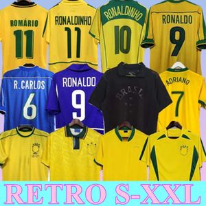 1998 Maillots de football du Brésil 2002 Chemises rétro Carlos Romario Ronaldo Ronaldinho 2004 Camisa de Futebol 1994 Brésil 2006 RIVALDO ADRIANO 1988 2000 1957 2013 Tout noir