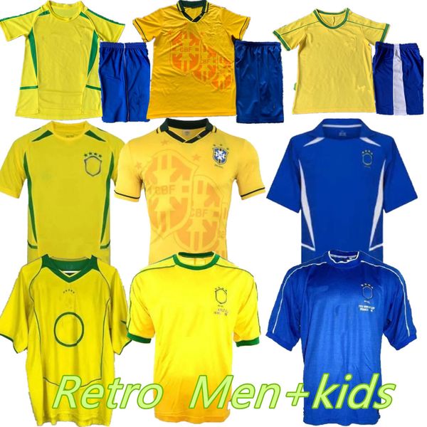 1998 Jerseys de fútbol Brasil 2002 Camisetas retro Carlos Romario Ronaldinho 2004 Camisa de Futebol 1994 Brasils 2006 Rivaldo Adriano Joelinton 1988 2000 1957 Hombres Kids8888