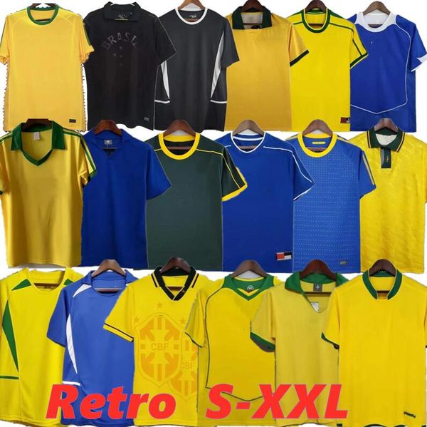 1998 Maillots de football du Brésil 2002 Chemises rétro Carlos Romario Ronaldo Ronaldinho 04 camisa de futebol 1994 Brésil 2006 RIVALDO JOELINTON ADRIANO 88 00 57 13 Tout noir