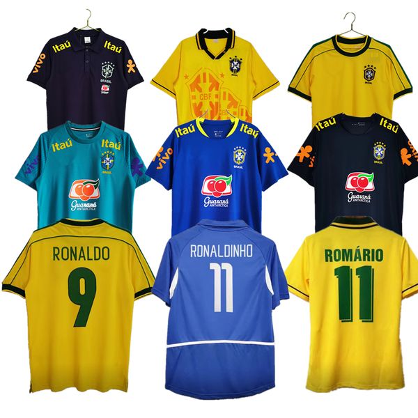 1998 Brasils maillots de football 1988 2000 2013 2002 chemises rétro Carlos Romario Ronaldinho 2002 camisa de futebol 1993 Brésil 21 RIVALDO ADRIANO JOELINTON