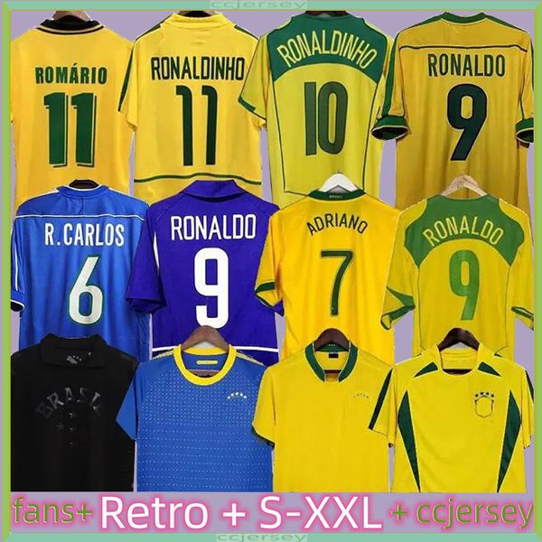 1998 Brasils Jerseys de football 2002 Retro Shirts Carlos Romario Ronaldinho 2004 Camisa de Futebol 1994 Brazils 2006 1982 Rivaldo Adriano Joelinton 1988 2000 1957