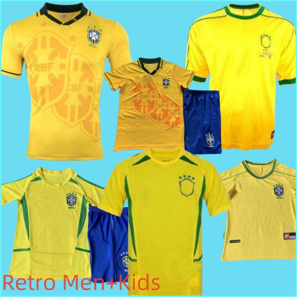 1998 Jersey de football brésilien 2002 Jersey pour enfants vintage Carlos Romario Ronaldinho 2002 Jersey de football 1994 Brésil 1982 Rivaldo Adriano Jolington 1994