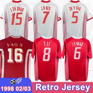 1998 China Retro Soccer Jersey 02 03 Pri Li Tie Zhao Junzhe Sun Jihai du Wei Su Maozhen Ma Mingyu Classic Camiseta de fútbol de fanáticos de Zhiyi Zhiyi