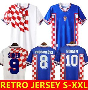 1998 Croatie Soccer Jerseys Classic Retro Jerseys Modric Mandric Boban 2002 Vintage Home Jerseys Away Player Fans Version Football Kirt Kid Kit