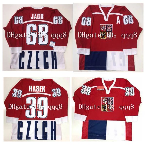 1998 Tchech Republic Hockey Jersey Dominik Hasek Jaromir Jagr tout numéro de nom 100% Ing Taille personnalisée S-4XL