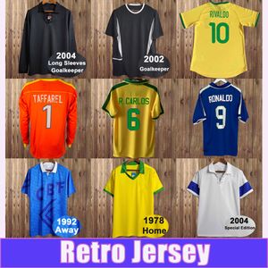 1998 Jerseys de football de Dunga Retro Mens R.Carlos 1994 Romario Pele 2000 Équipe nationale Ronaldinho Rivaldo Home Guil Garden Football Shirts