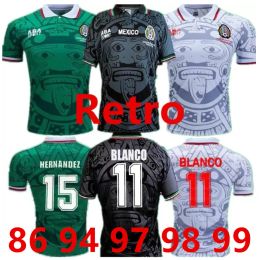 1998 Edition Mexico Soccer Jersey Long Sleeve Vintage 1995 1986 1994 Retro Shirt BLANCO Hernandez Classic Football Uniforms Z 4.30