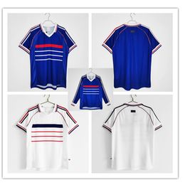1998 France domicile maillot de football rétro à manches courtes uniforme d'équipe d'entraînement sportif ZIDANE hommes maillot de football uniforme de jeu personnalisé