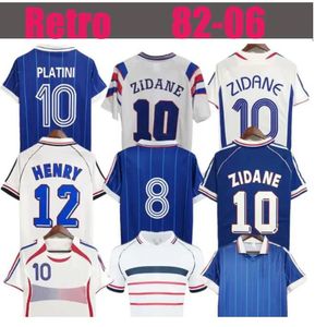 1998 France Maillots de football rétro 1982 84 86 88 90 96 98 00 02 04 06 ZIDANE HENRY MAILLOT DE FOOT REZEGUET DESAILLY club français Classic Vintage Jersey