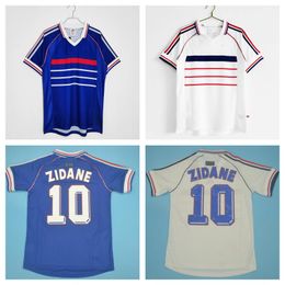 1998 Frankrijk T-shirt jersey 98 Retro-versie Wereldbeker Zidane Henry voetbalpak thuis weg voetbal shirt