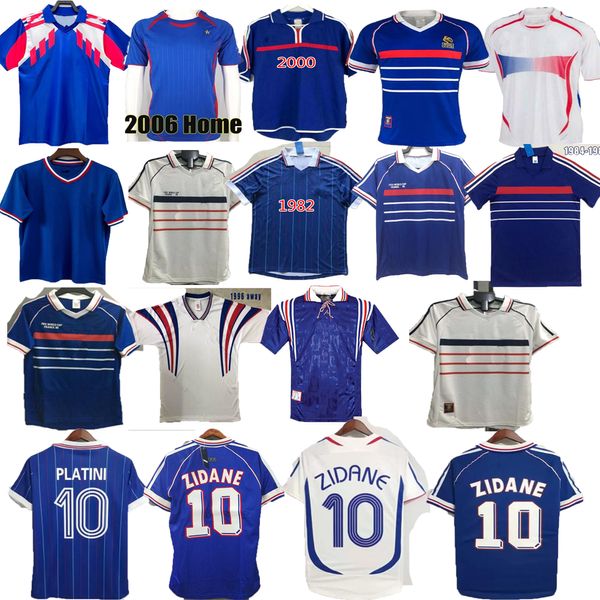 1998 French Classic Vintage Jersey 1982 84 86 88 90 98 00 04 06 Zidane Soccer Jerseys Maillot de Foot Mbappe Rezeguet Desraily Henry Platini rétro Men Football