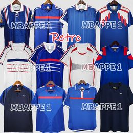 1998 maillots de football rétro français 1982 84 86 88 90 96 98 00 02 04 06 ZIDANE HENRY MAILLOT DE FOOT POGBA maillot de football REZEGUET DESAILLY Tops vintage classiques