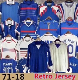 1998 Jerseys de football rétro français 71 82 84 86 88 90 96 98 00 02 04 06 18 Zidane Henry Maillot de Foot Rezeguet Football Shirt French Club Classic Vintage Jersey Sweetshirt