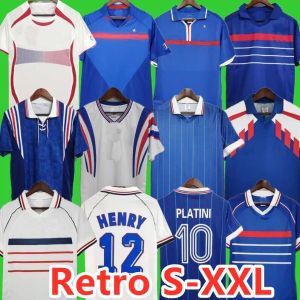 1998 frnchS Retro voetbalshirts 1982 84 86 88 90 96 98 00 02 04 06 ZIDANE HENRY MAILLOT DE FOOT REZEGUET Vieira voetbalshirt Frans Klassiek Vintage Jersey Sweatshirt