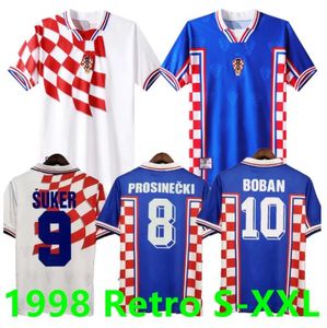 1998 Home Away SUKER Retro truien Boban Kroatië Voetbalshirts vintage klassiek Prosinecki voetbalshirt SOLDO STIMAC TUDOR MATO BAJIC maillot de foot