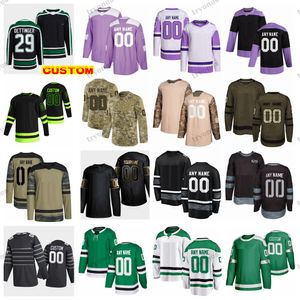 Maillots de hockey personnalisés 2022 Reverse Retro 2.0 Black Camo Fights Cancer Seguin Benn Heiskanen Hintz Robertson Pavelski Oettinger Johnston Marchment Suter Dellandrea