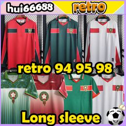 1998 lange mouwen Retro Marokko Voetbalshirts nationaal team 1994-95 NEQROUZ BASSIR ABRAMI HADJI OUAKILI EL HADRIOUI NEQROUZ NAYBET ABRAMI BASSIR Voetbalshirt