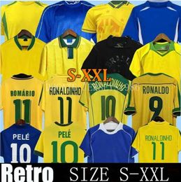 1998 Retro Brasil Pele Soccer Jerseys Men 2002 Romario Ronaldo Ronaldinho 2004 1994 Brazilië 2006 Rivaldo Adriano Kaka 1988 2000 2010 2024 Vini Jr Shirts 1970 78 78