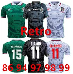 1998 Retro Edition Mexico Soccer Jersey Long Manche Vintage 1995 1986 1994 Retro Shirt Blanco Hernandez Classic Football Uniforms 888888