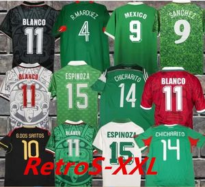 1998 Retro Edition Mexico Soccer Jersey Long Manche Vintage 1995 1986 1994 Retro Shirt Blanco Hernandez Classic Football Uniforms 666
