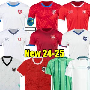 Tsjechische Republiek 2024 Voetballen Jerseys Zwitserland 24 25 Oostenrijk Home 2025 Sportvoetbal Shirts Sportswear Servië Camisola Euro Cup weg Noord -Ierland Red White