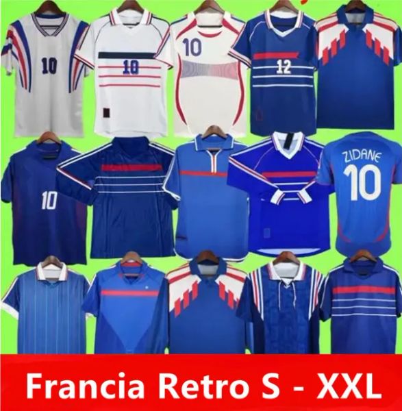 1998 Retro French Classic Vintage Jersey 1982 84 86 88 90 96 98 00 02 04 06 Jerseys de fútbol Zidane Maillot de Foot Mbappe Rezeguet Desailly H