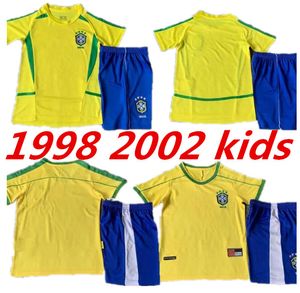 1998 Retro Kids kits Brasil camisetas de fútbol camisetas Carlos Romario Ronaldo Ronaldinho camisa de futebol Brasil RIVALDO ADRIANO 2002 niño 999