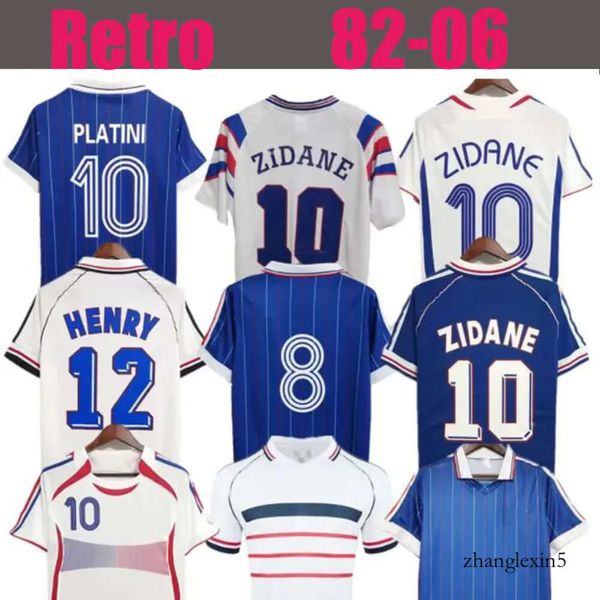 1998 Jerseys de fútbol retro 1982 84 86 88 90 96 98 00 02 04 06 Zidane Henry Maillot de Foot Rezeguet Football Shirt French Club French Jersey Sweatshi 237