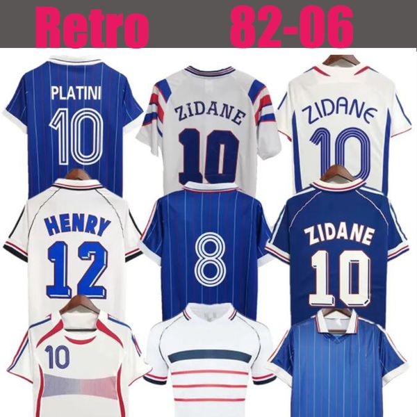 1998 Retro Soccer Jerseys 1982 84 86 88 90 96 98 00 02 04 06 Zidane Henry Maillot de Foot Rezeguet Football Shirt French Club Classic Vintage Jersey Sweatshirt