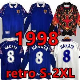 1998 Version rétro Japon Soccer Jerseys Accueil # 8 NAKATA # 11 KAZU # 10 NANAMI # 9 NAKAYAMA 98 99 Gardien de but Maillot de football Uniformes à manches longues