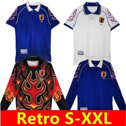 1998 Versión retro Jerseys de fútbol Japan Home Away #8 Nakata #11 Kazu #10 Nanami #9 Nakayama 98 99 Guero Uniforme de camisa de fútbol Manga larga 888888