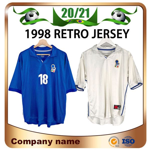 1998 Copa del mundo Versión retro Italia Camisetas de fútbol BAGGIO R 98 VIERI DEL PIERO MALDINI Camiseta de fútbol Visitante ZOLA MORIERO MATTEO uniformes de fútbol